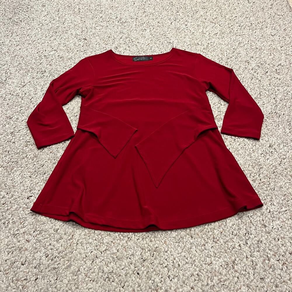 Sympli Stretch Red Blouse 4 Classic Casual Fall Holiday Christmas Party